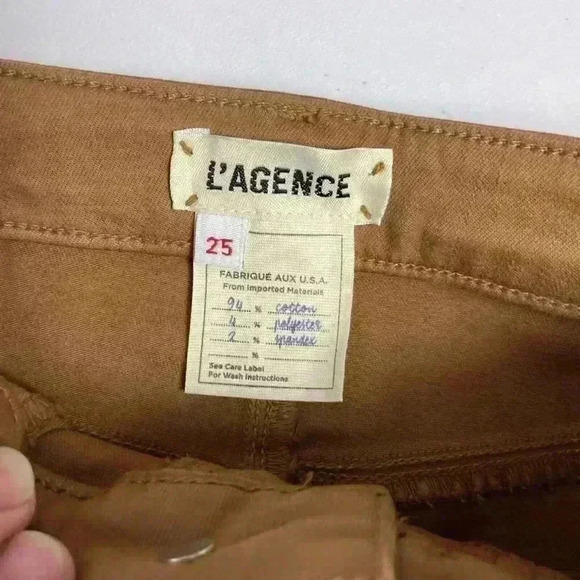 L'Agence Brown Marguerite Skinny High Rise Faux Leather Java Coated Jeans 25 - Picture 6 of 9